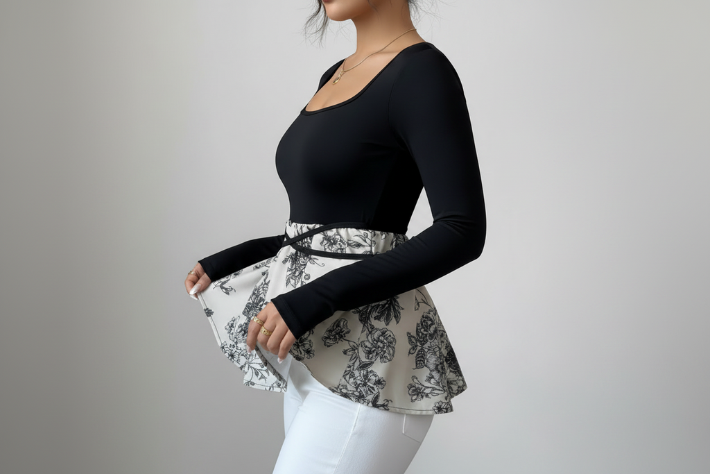 Black Floral Print Top