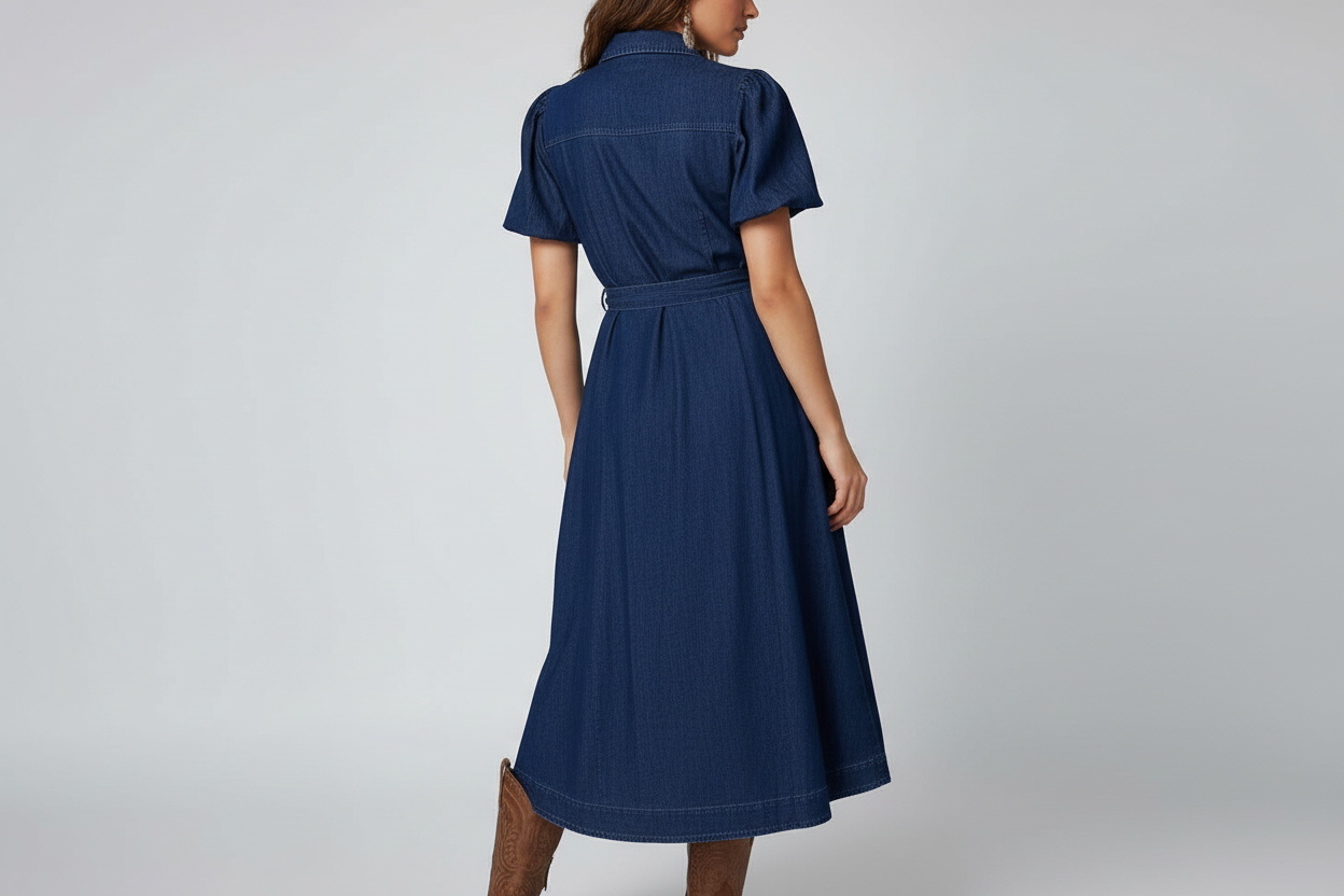 Navy Midi Denim Dress