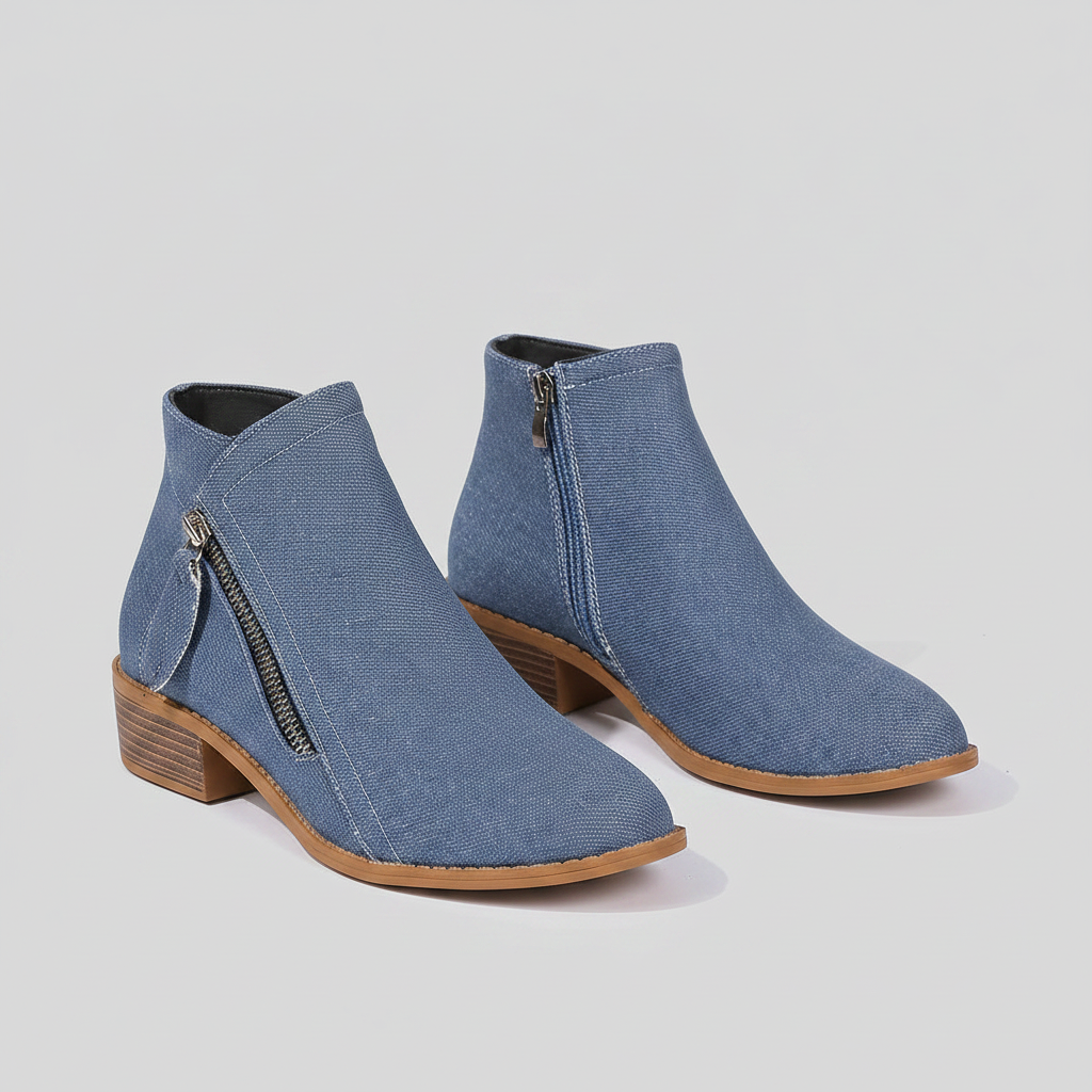 Two-Tone Block Heels Boots