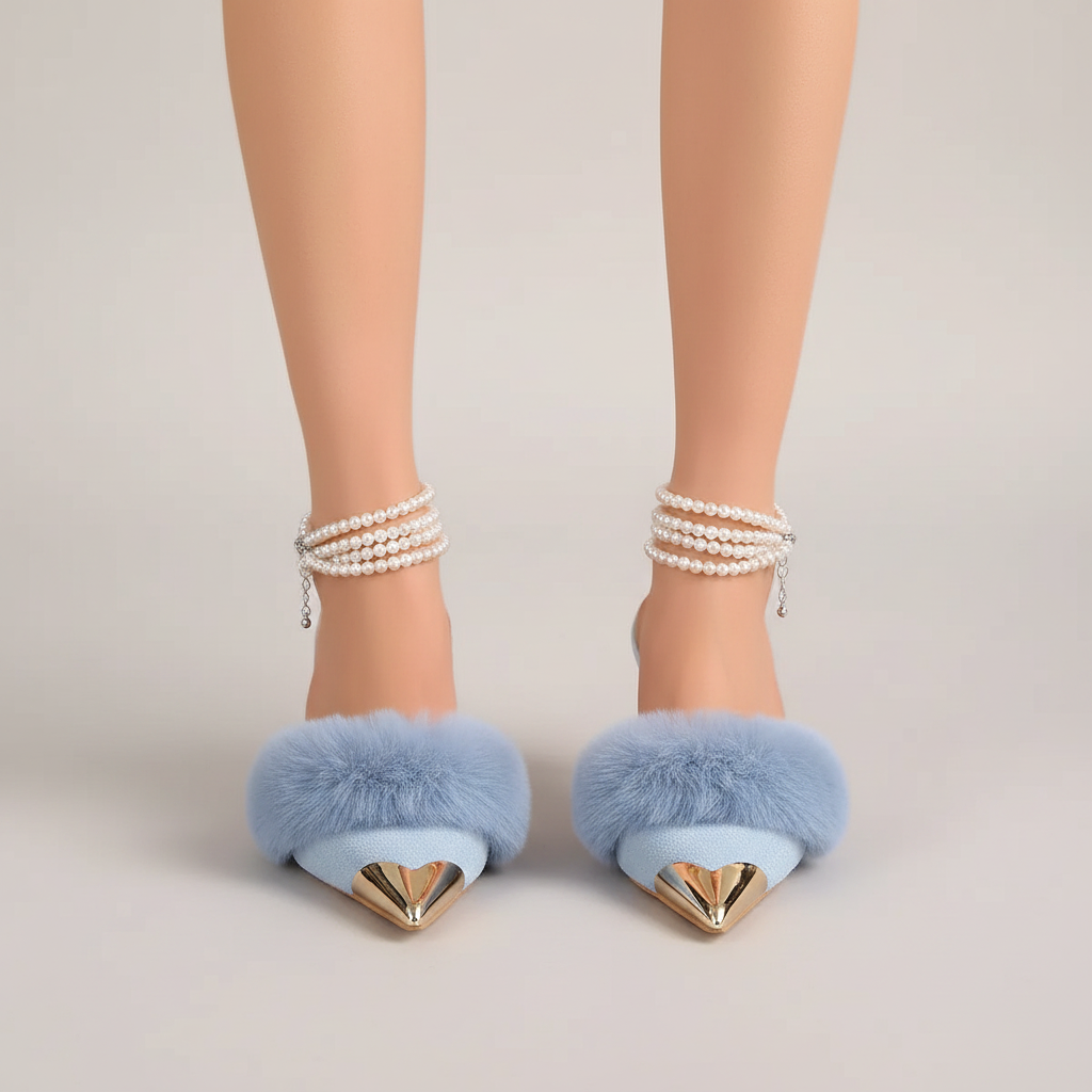 Furry Point Toe Heels