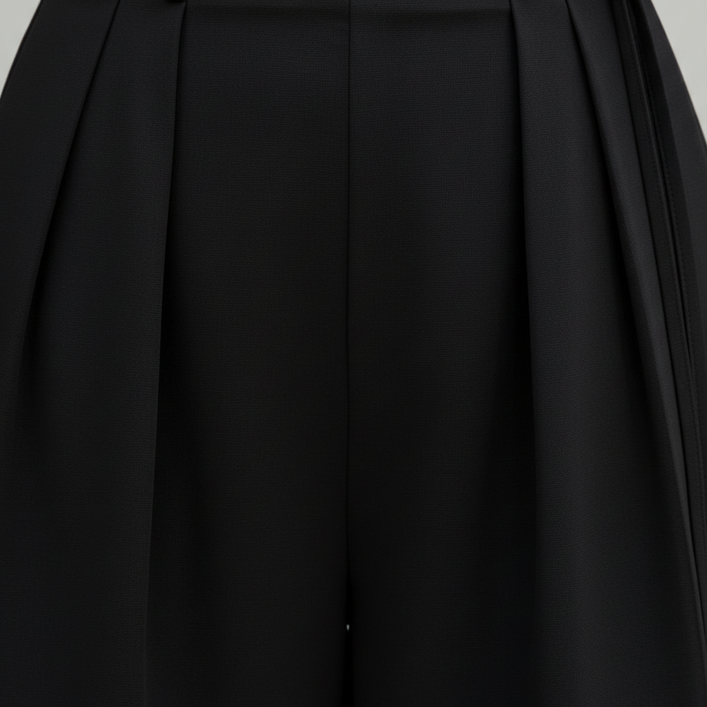 Black High-Waisted Pleated Shorts