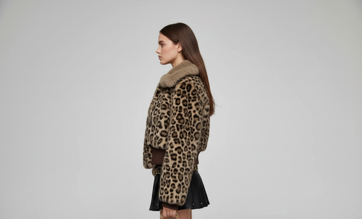 Leopard Faux Fur Hooded Jacket
