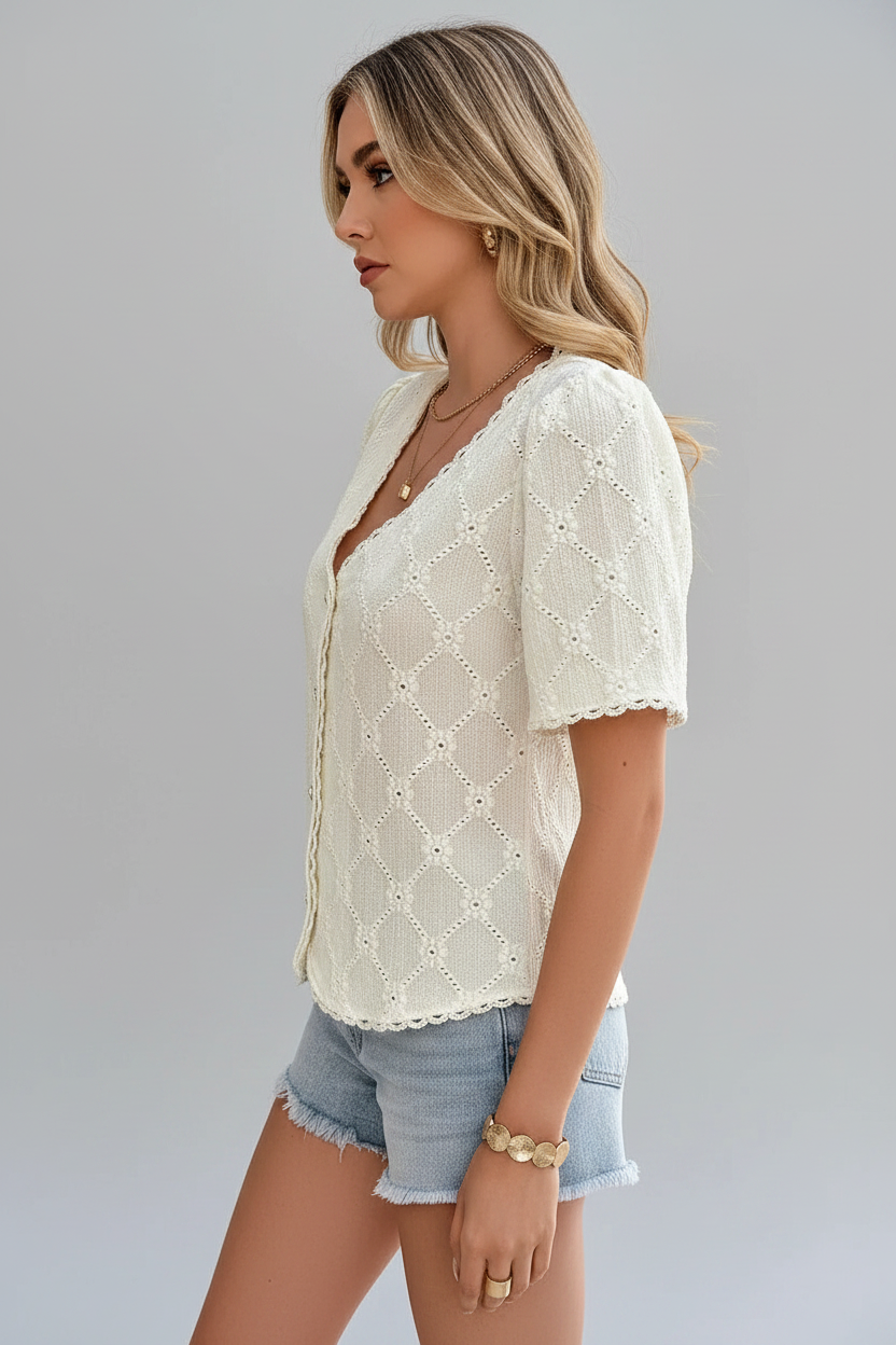 Apricot Button-Up T-Shirt