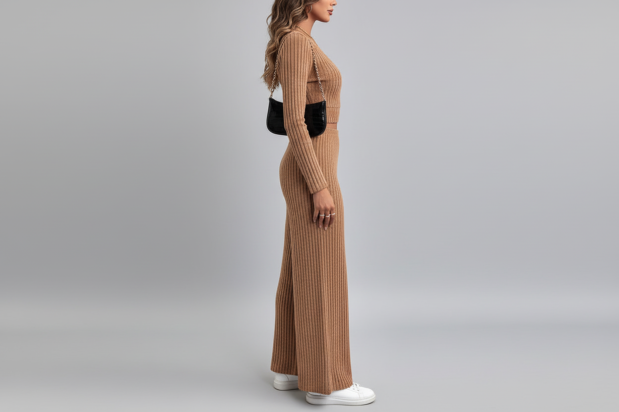 Caramel Knit Tied Two-Piece