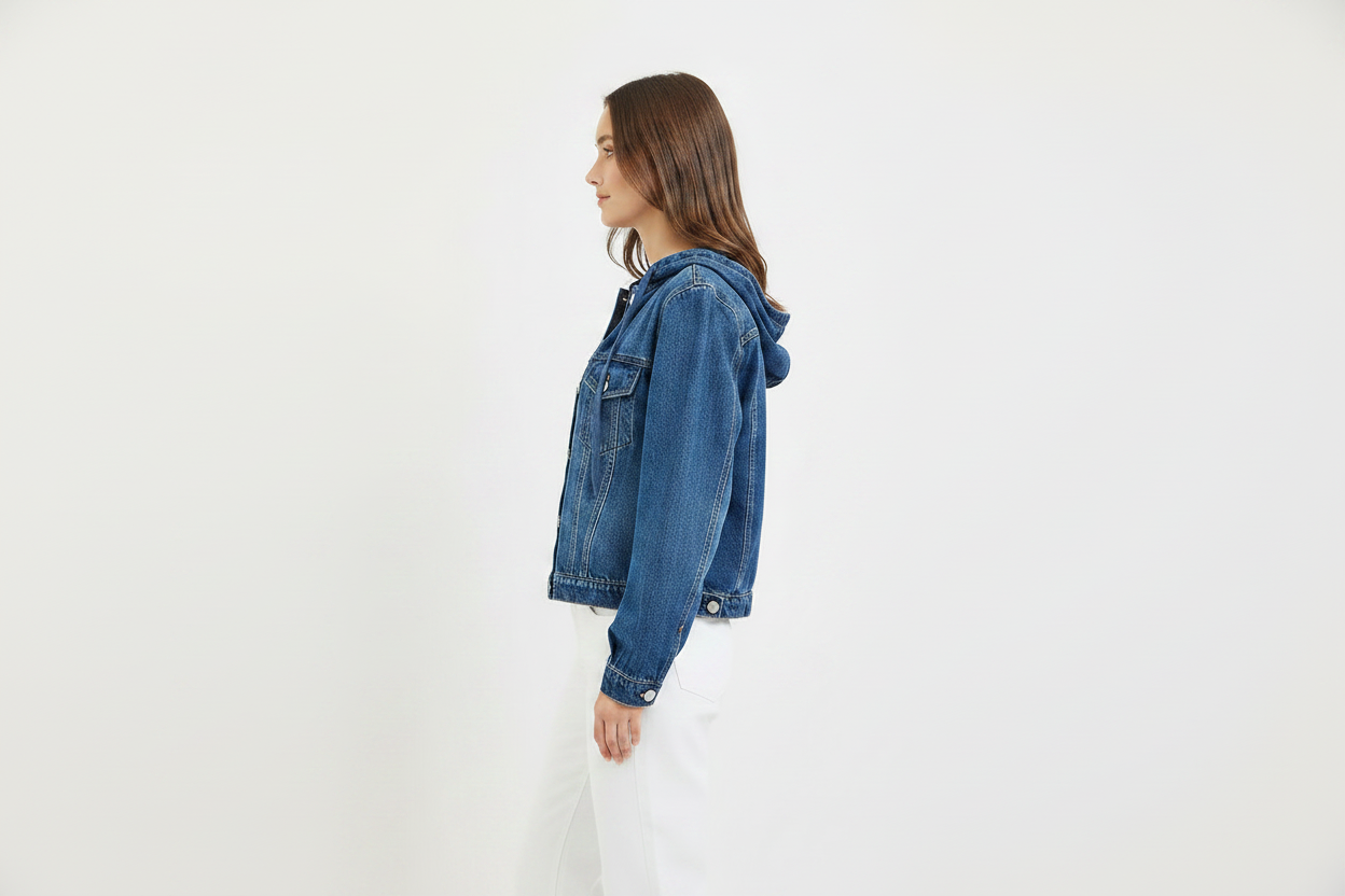 Basic Denim Jacket with Hoodie
